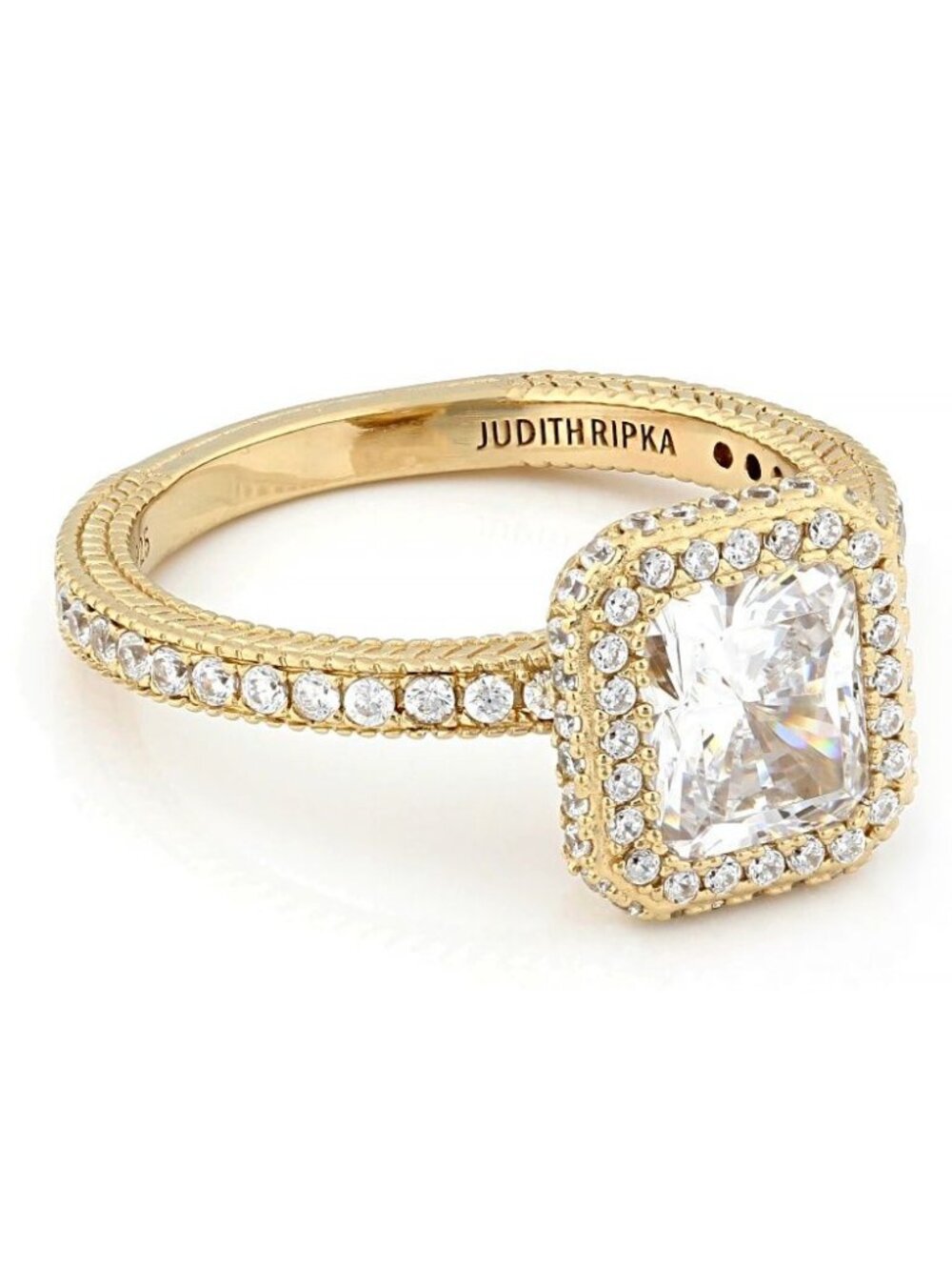 Judith Ripka Cubic Zirconia 14k Yellow Gold Clad Toujours Ring 3.56ctw Size 9 - Picture 2 of 4